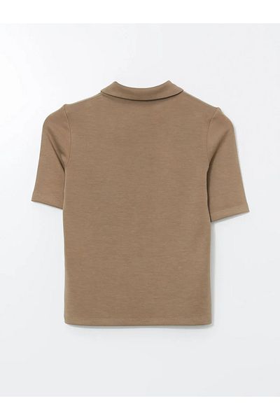 LC Waikiki Γυναικείο μπλουζάκι LCW Vision Brown Polo Neck Modal Blended