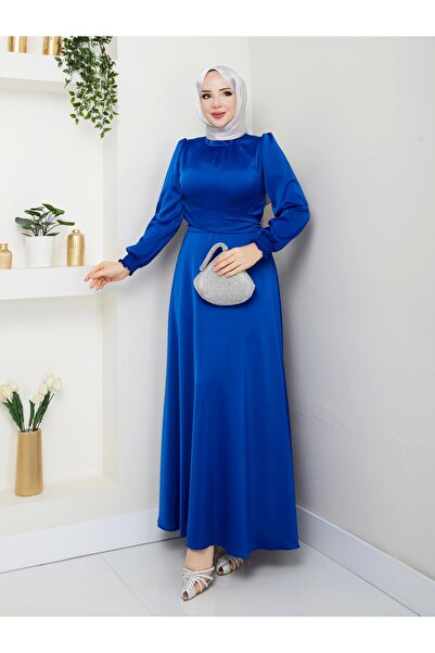 Moda Echer Satin Dress with Cross Tie Detail