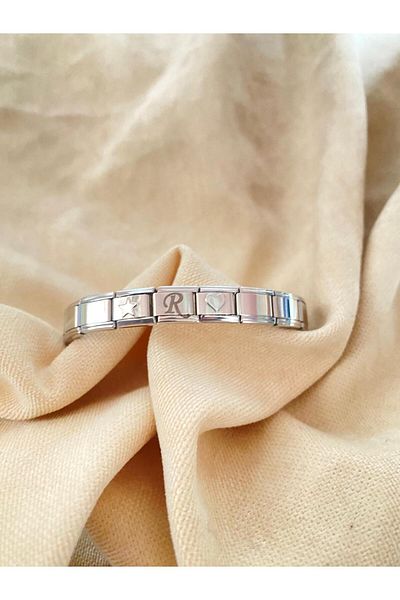 bijoux uniques Italian Charm Bracelet with Letter R Heart & Star