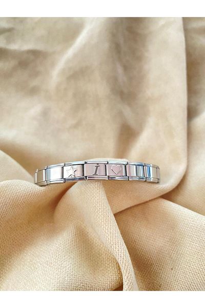 bijoux uniques Italian Charm Bracelet with Letter I Heart & Star