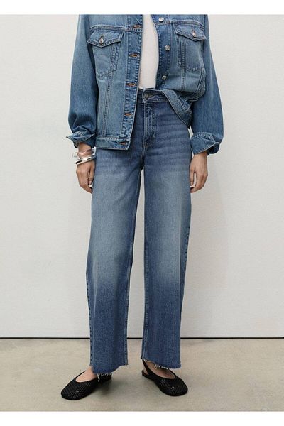 MANGO Woman Catherin hoch taillierte Culotte-Jeanshose