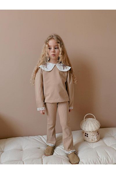 YİGİT BUTİK Yigit Boutique Shirt Collar Girl's Bottom Top Set