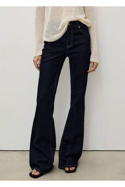 MANGO Woman Blugi Flare cu talie mijlocie