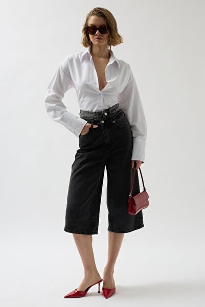 Viyamo Double Belted Bermuda Denim Shorts