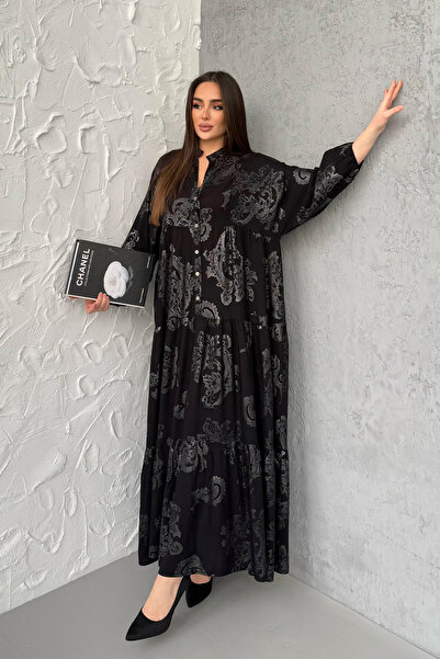 ASEDE 100% viskóza Bohemian Alaçatı šaty s knoflíky viskózové šaty vhodné pro hidžáb