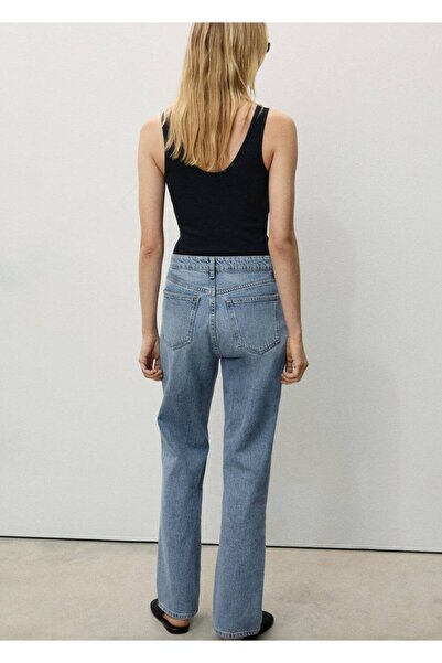 MANGO Woman Matilda düz kesim orta bel jean pantolon