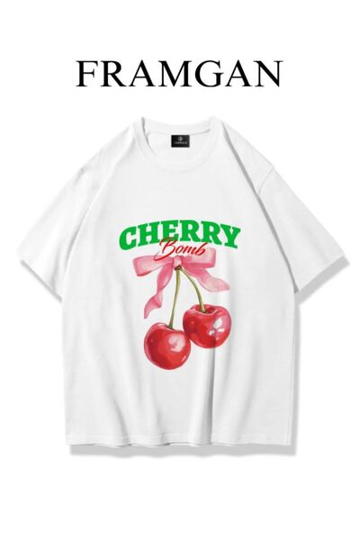 Framgan Tricou alb cu imprimeu Cherry Cherry de damă