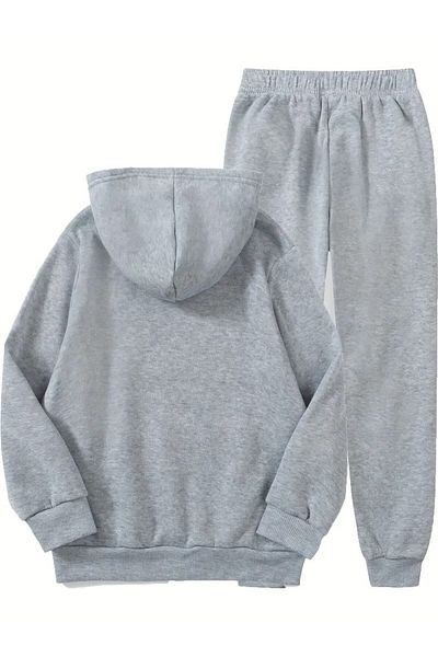 LAND MODA Paris Boys Fashion Σετ Φθινοπωρινό και Χειμώνα με εμπριμέ φούτερ με κουκούλα + Φούτερ Σετ 2 τεμαχίων