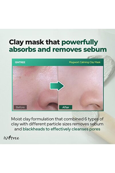 Isntree Mugwort Calming Clay Mask 100ml | Sebum Control, Pore Tightening, Exfoliation | Korean Skincare