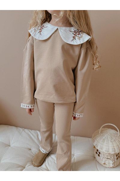 YİGİT BUTİK Yigit Boutique Shirt Collar Girl's Bottom Top Set