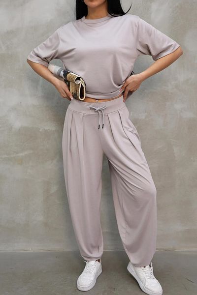 sportiness Modal Fabric with Shalwar Pants, Soft Textured Bottom and Top Set