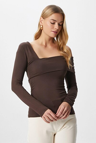 Ritnice Γυναικεία μπλούζα Fuse Shoulder Folded Brown