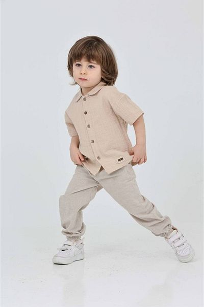 MİLANO KİDS Boy's Stylish Muslin Bottom Top Set