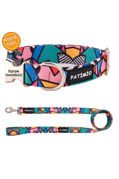 PATİMİO Colorful Isimli Köpek Tasması Ve Gezdirme Seti, Köpek Künyesi, Köpek ...