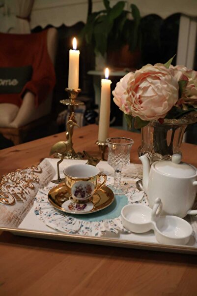 vintagetasarım Coffee Presentation Coasters with Ruffles Vintage 2 Pieces 20cm