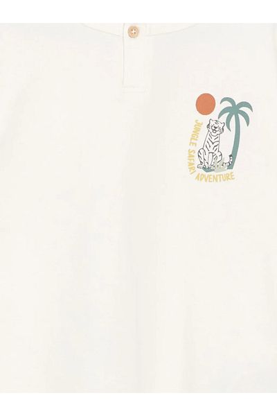 LC Waikiki Lcw Kids Beige Crew Neck Printed Boys T-Shirt