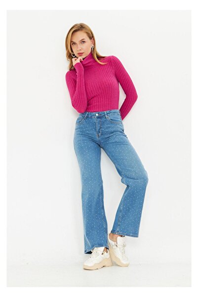 TIFFANY&TOMATO Taşlı Palazzo Jean Pantolon