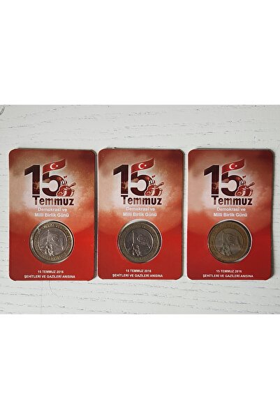 Edi Antik 3 ADET 15 Temmuz 2016 Demokrasi Ve Milli Birlik Günü Hatıra Para Ve...