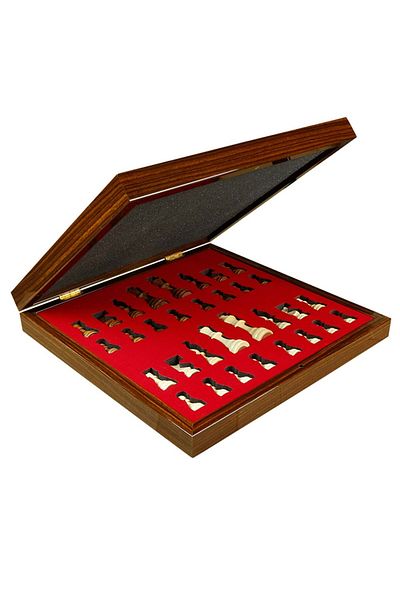 hediyeconcepti Walnut Wood Made Chess Set with Container