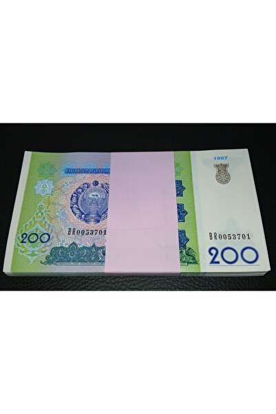 Edi Antik 1997 Özbekistan 200 Cym Çil Deste Yabancı Kağıt Para (100 Adet)