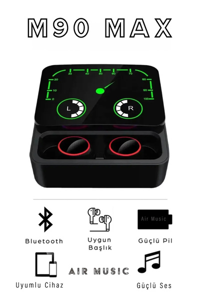 Air Music M90 Max Bluetooth Kulaklık Powerbankli Hız Göstergeli Mikrofonlu Ku...