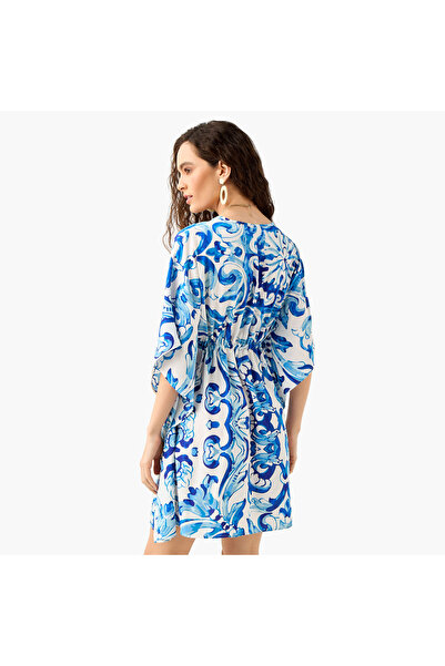 FAV Printed Kaftan Cover Up with Tie-Up and V-neck
