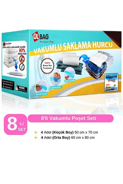 ÜLBAG Комплект от 8 вакуумни торби за съхранение - Торба за съхранение на дрехи - Торба за съхранение на дрехи