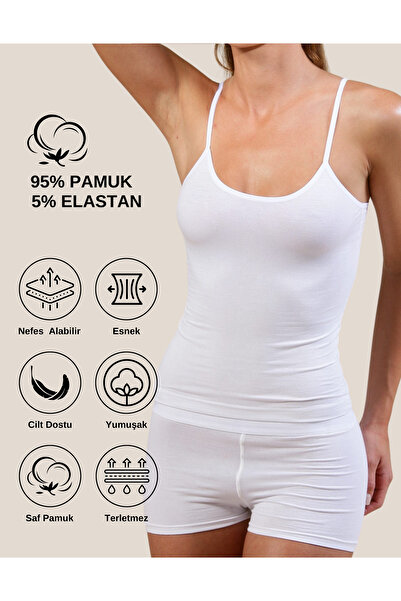 ALYA UNDERWEAR Women's Cotton Rope Strap Oval Neck Tank Top (3 Pieces, 3 Pieces White)