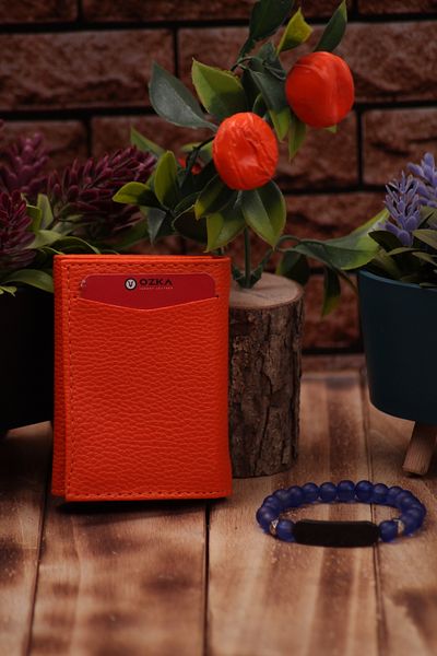Ozka Leather Collection Leather Card Holder with Automatic Mechanism - Blue Bracelet Gift 3