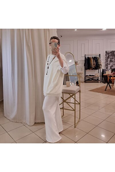 pudubutik Woolen Soft Knitwear Trousers White