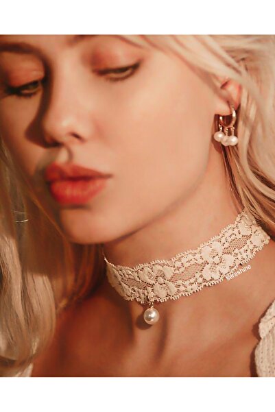 Serashine Dantelli tasma kolye-choker kolye
