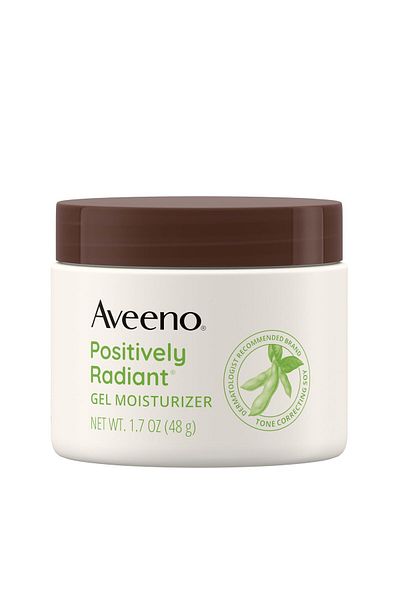 AVEENO Positively Radiant Gel Moisturizer with Hyaluronic Acid & Soy, Hydrating & Brightening, 1.7 oz