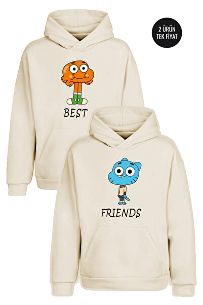 Reyondrop Най-добри приятели 2-компонентен комплект с бяла качулка