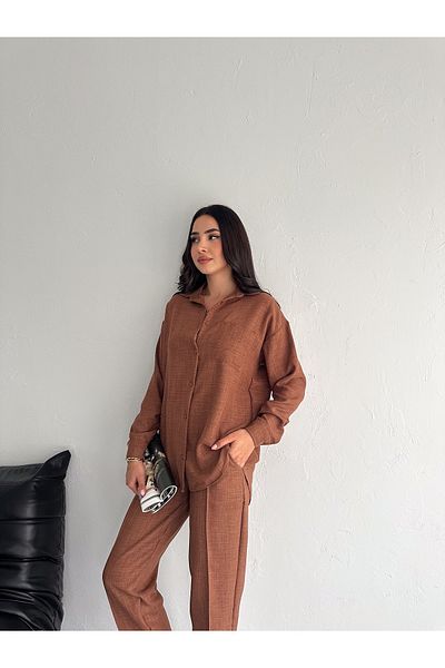 Kayaka triko Aerobin Linen Shirt Pants 2 Piece Top and Bottom Set