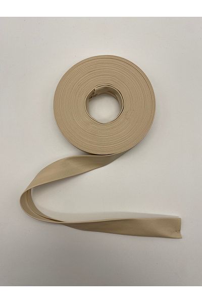 Ak Tuhafiye Leather Piping Ecru 10 Meters Long - 2 cm Width - Bias Fold Leather Piping 10 Meters