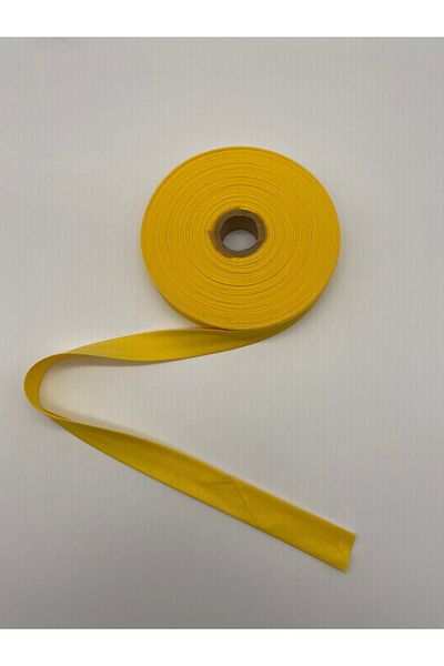 Ak Tuhafiye 100% Cotton (Koton) Bias Yellow 25 Meters Length - 2 cm Width - Bias Ply Cotton Bias 25 Meters No:38
