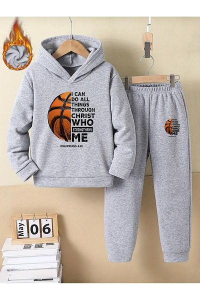 LAND MODA Trending and Creative Design Basketball Letter Printed Hoodie for Boys
