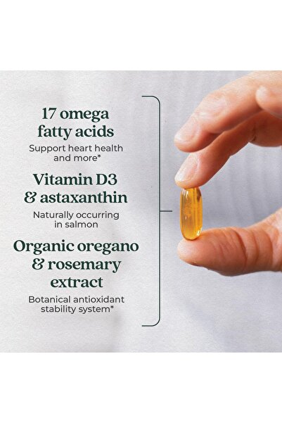 New Chapter Wholemega Wild Alaskan Salmon Oil - Omega-3, D3, Astaxanthin - 60ct, 1000mg Softgels