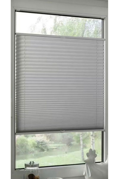 YİTEKS Katlanabilir Cam Balkon Plise Perde AÇIK GRİ (İsteğe Bağlı Vidalı veya...