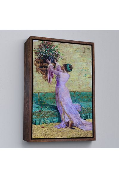 Harita Sepeti Fată cu vază în cadru alb Placă de pânză Osman Hamdi Bey