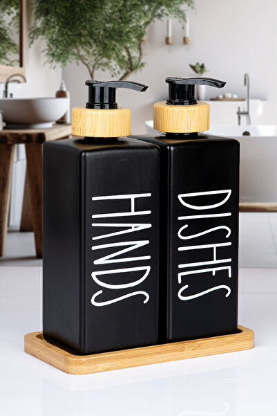 naturelove Dozator de săpun lichid cu bază din bambus și capac din bambus, re...