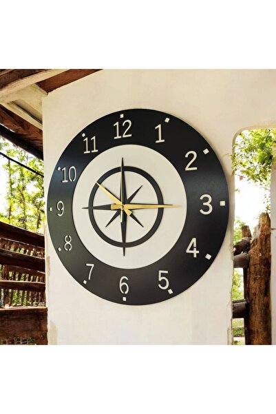 Route Patterned Wooden Black Color Ship Boat Numbered Christmas Gift Silent Wall Clock 50cm