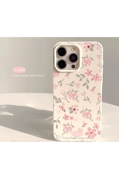 Pembe Çiçek Baskılı iPhone 16 Pro Max Telefon Kılıfı