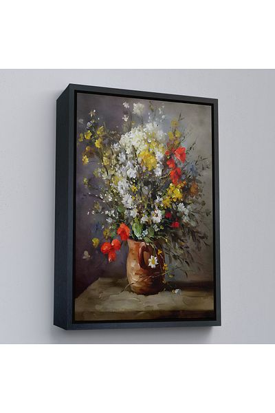 Harita Sepeti Pictură murală cu flori colorate pe vază cu cadru auriu