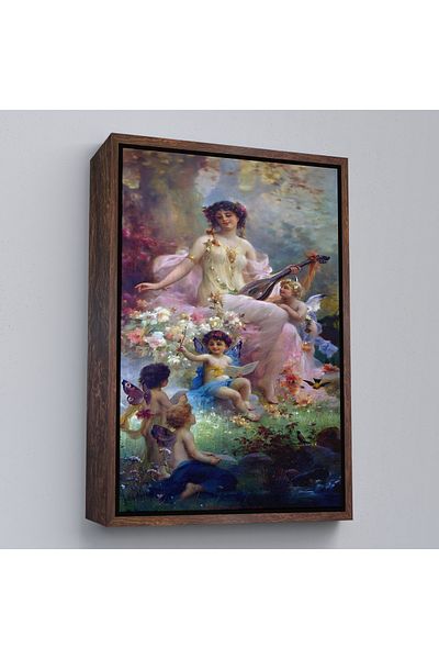 Harita Sepeti Pictură decorativă de perete Mama și îngeriile ei în grădină cu cadru alb