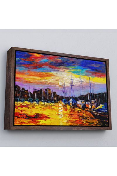 Harita Sepeti Pictură de perete pe pânză Fisherman's Village cu cadru alb