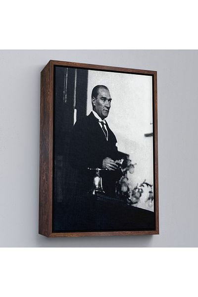 Harita Sepeti Pictură portret Ataturk cu cadru alb Mustafa Kemal Ataturk Pictură decorativă pe pânză dreptunghiulară