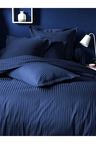 CAQQA Premium Navy Blue Double Satin Duvet Cover Set