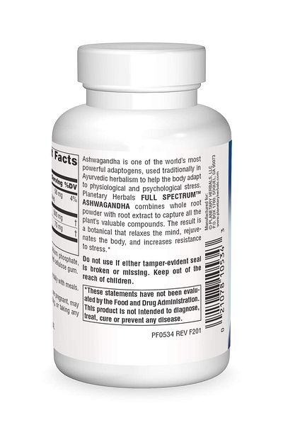 Planetary Herbals Ashwagandha, Full Spectrum 570 mg Rejuvenating Tonifier - 60 Tablets