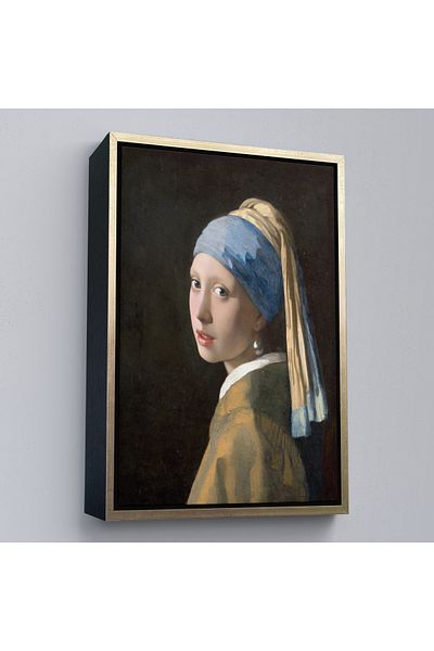 Harita Sepeti Tablou de pânză pentru fată cu perle și cercei într-un cadru de aur, pictorul Johannes Vermeer